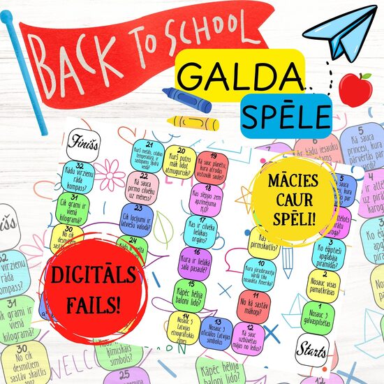 "Back to School" galda spēle, digitāls PDF + JPG fails